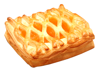 Peach puff pastry filled
